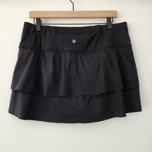 Athleta black athletic skort layerd skirt shorts womens size L - Picture 2 of 6